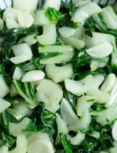 bowl of stir-fried bok choy