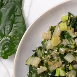 stir fried Asian greens in bowl