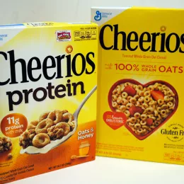 a box of cheerios and a box of cheerios protein