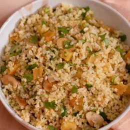 a bowl of bulgur tabouli