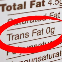 close up of trans fat on nutrition facts label