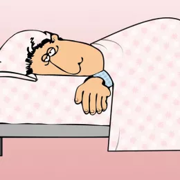 cartoon man sleep in bed