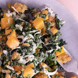 kale and butternut squash on a plate