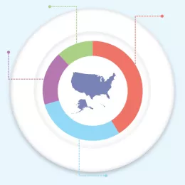 plate with the US map in the middle