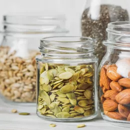 nuts and seeds in jars