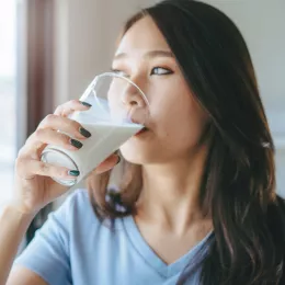 woman drinking milk