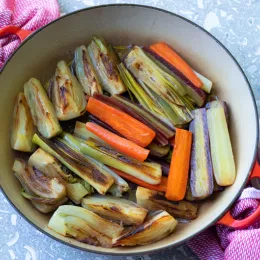 braised spring vegetables