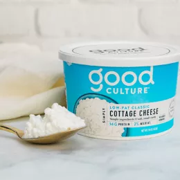 tub of goo culture cottage cheese with spoon