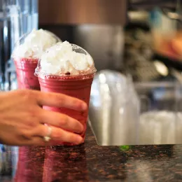 Berry frappe drink with whipped cream