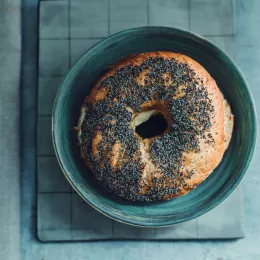 A poppy seed bagel