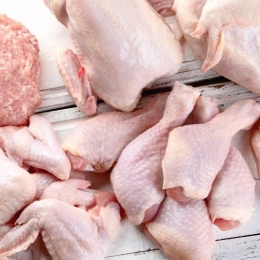 Raw chicken and poultry on a cutting board