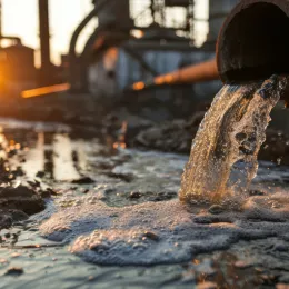 rust pipe draining water into a treatment facility