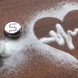 A cardiogram made out of table salt