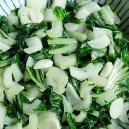 bowl of stir-fried bok choy