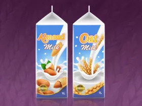 containers of almond and oat milks