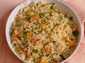 a bowl of bulgur tabouli