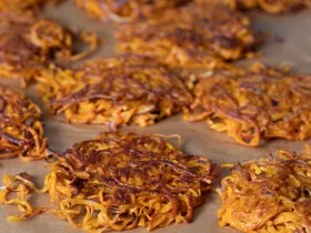 vegetable cakes on a sheet pan