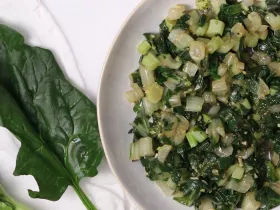 stir fried Asian greens in a bowl