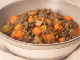 a bowl of french lentil stew