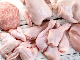 Raw chicken and poultry on a cutting board