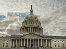 The U.S. Capitol Building on a cloudy day, no greenery