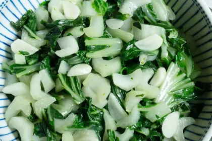 bowl of stir-fried bok choy