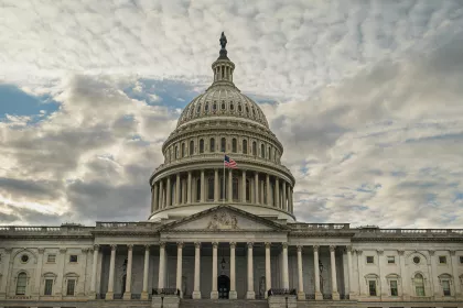 The U.S. Capitol Building on a cloudy day, no greenery