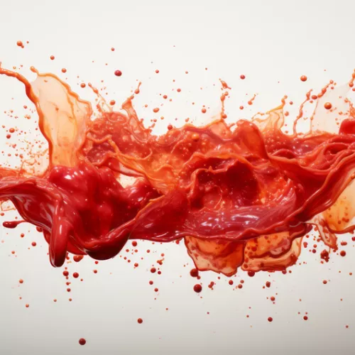 splash of red sauce on white background