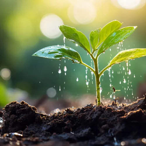 small leafy plant sprouting form the ground