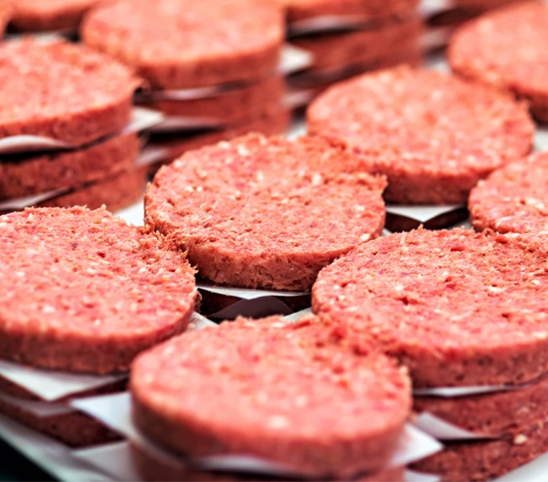 Raw hamburger patties