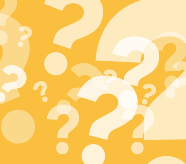 yellow background with lots of question marks