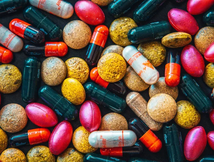 Brightly colored pills