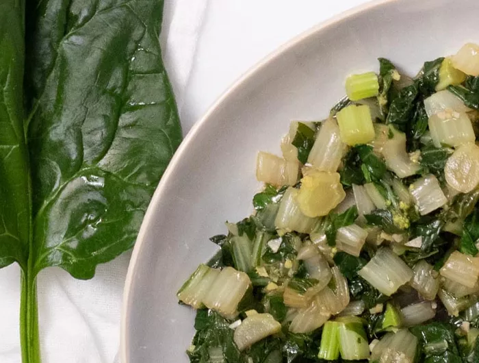 stir fried Asian greens in bowl