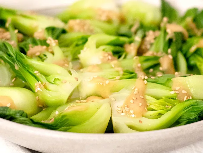 bok choy with sesame miso sauce