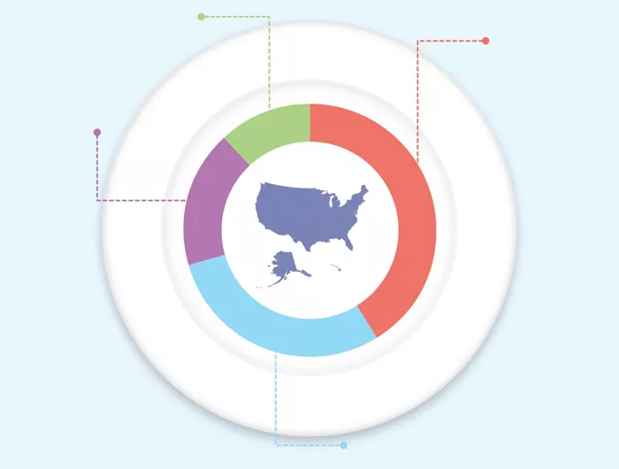 plate with the US map in the middle