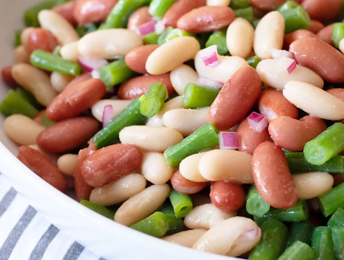 three bean salad in a bowl