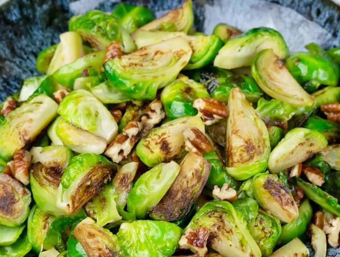 maple brussels sprouts in bowl