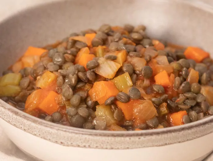 lentil stew with carrots in a bowl