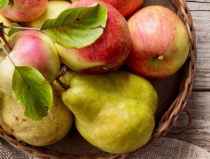 bowl of apples and pears