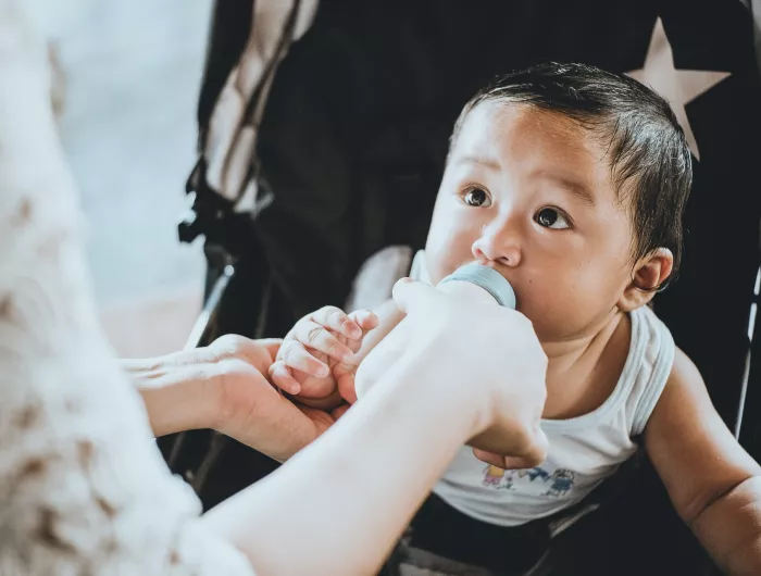 Feeding a baby with a bottle