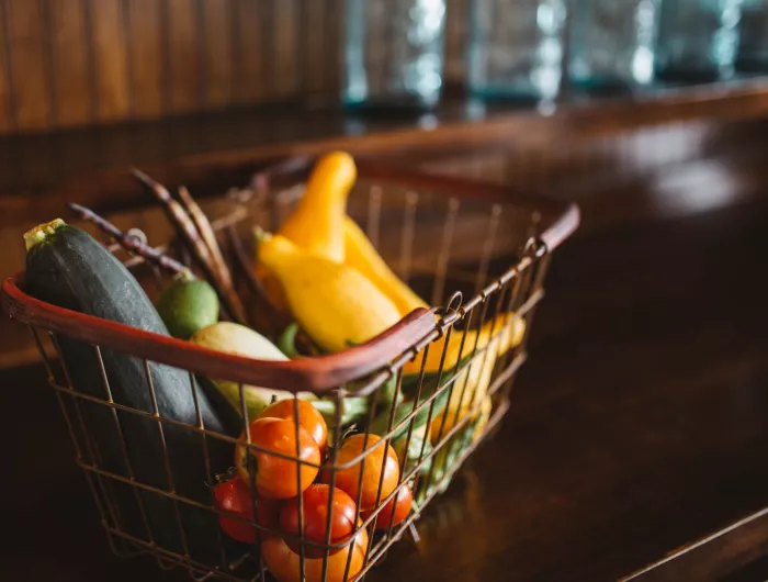 Grocery basket filled with produce