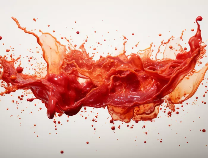 splash of red sauce on white background