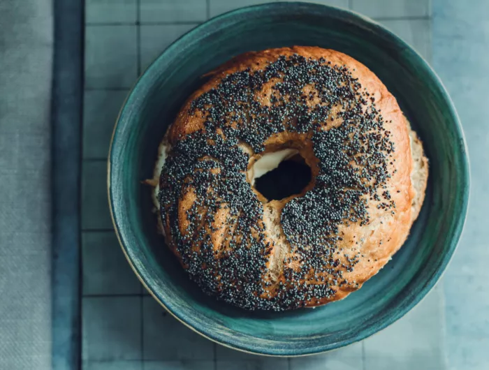 A poppy seed bagel