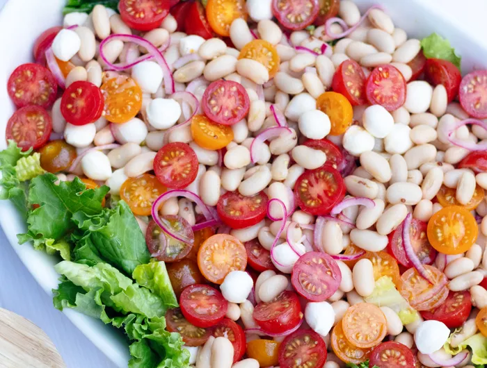 bowl of bean and tomato salad