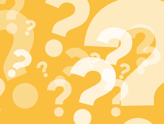 yellow background with lots of question marks