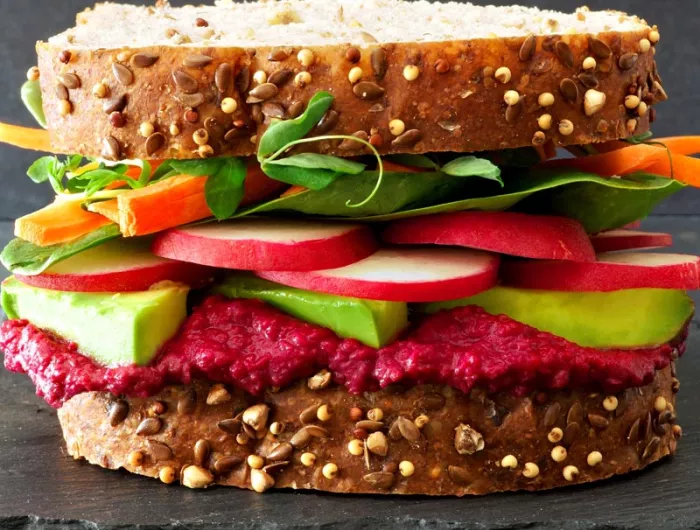 a sandwich on whole-grain bread