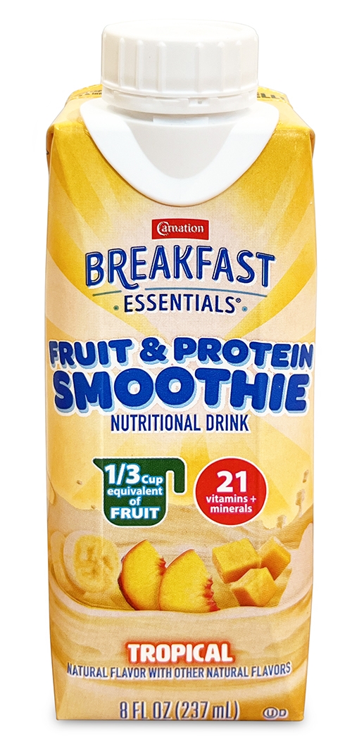 Carnation's breakfast essentials tropical fruit and protein smoothie