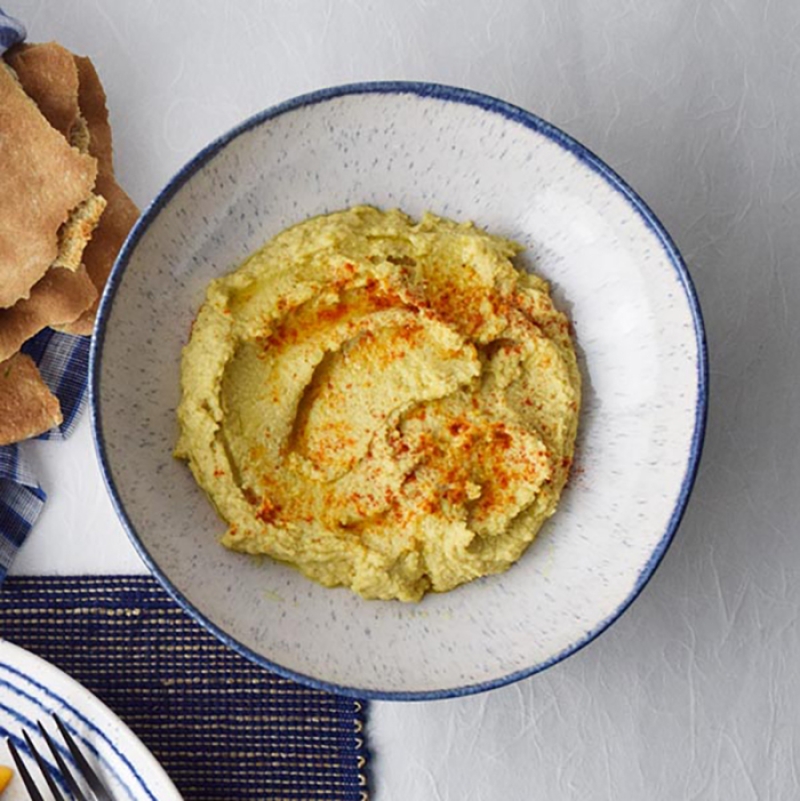 a bowl of hummus