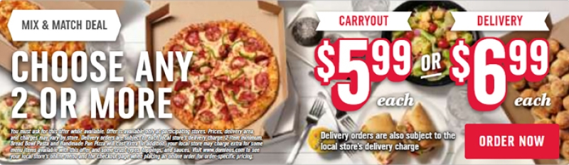 Domino's mix and match deal advertisement