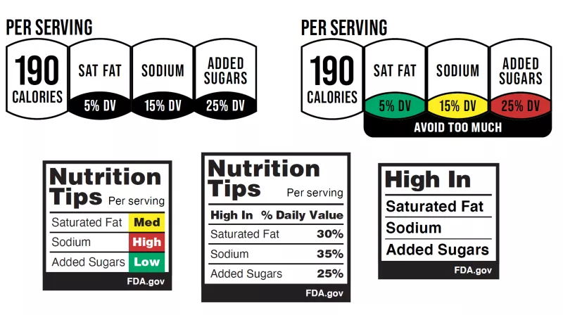 FDA examples of front of package labeling